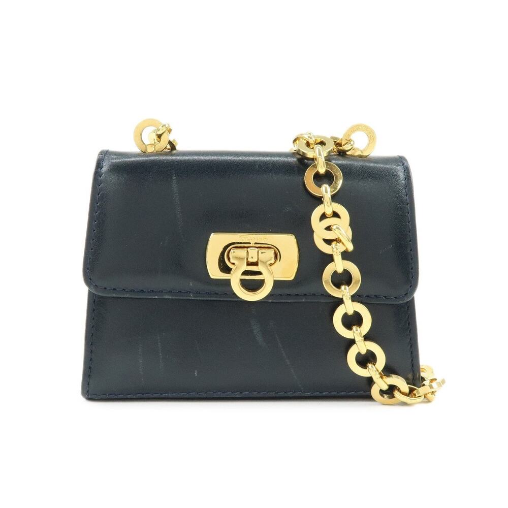 Ferragamo Gancini Mini Flap Calfskin Blue